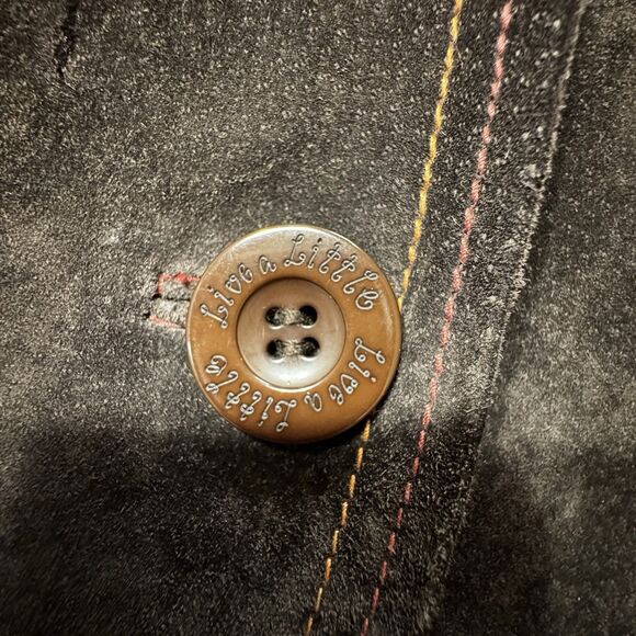 VTG Y2K Live A Little Wms Chocolate Brown Leather Suede Short Jacket L - Picture 5 of 12